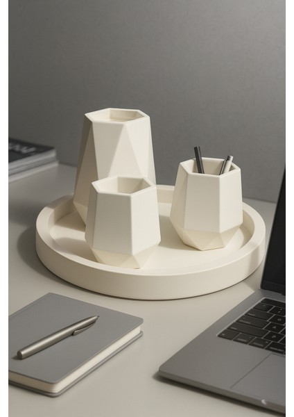 Modern El Yapımı Beton & Seramik Görünümlü 4 Parça Dekoratif Set fiyatları