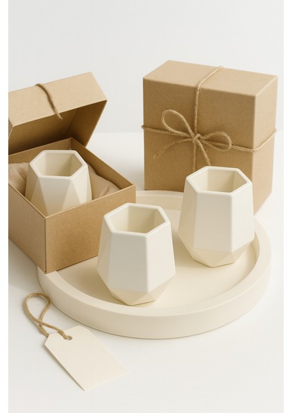 Modern El Yapımı Beton & Seramik Görünümlü 4 Parça Dekoratif Set fırsatları