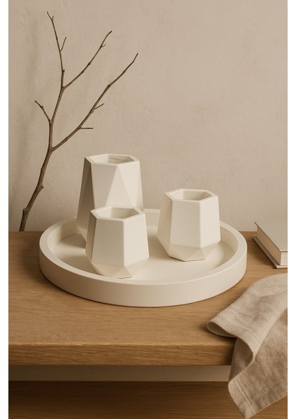 Modern El Yapımı Beton & Seramik Görünümlü 4 Parça Dekoratif Set indirimleri