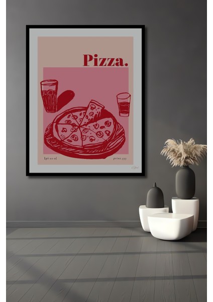 Çerçeve Görünümlü Lezzetli Pizza Dekoratif Ahşap Mdf Ev Duvar Tablo Dikdörtgen Ev Duvar Tablo