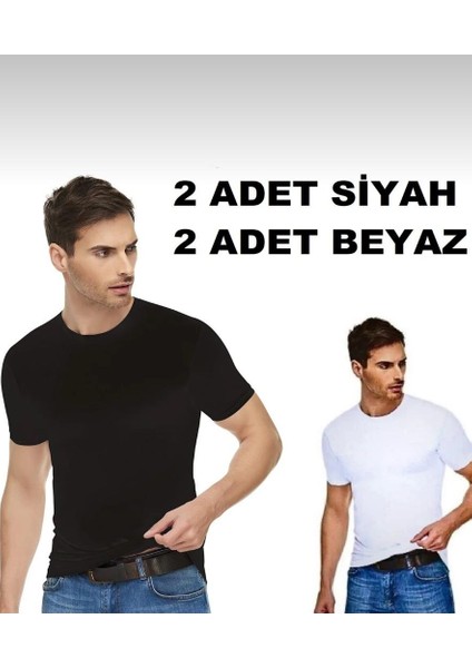 Mc Morcity Elit 4'lü Erkek Elestan Pamuklu Likralı Sıfır Yaka Kısa Kol Body 1301