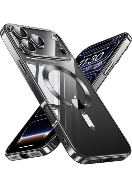 Apple iPhone 17 Pro Max Kılıf Kamera Lens Korumalı Renkli Magsafe Şeffaf Silikon Siyah