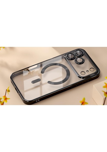 Apple iPhone 17 Pro Max Kılıf Kamera Lens Korumalı Renkli Magsafe Şeffaf Silikon Siyah fiyatları