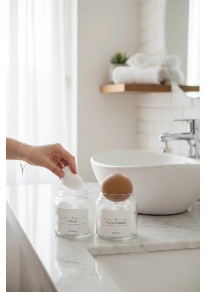Zeze Design Dekoratif Ahşap Kapaklı 300 ml Pamuk ve Kulak Çubuğu Saklama Kavanozu – Banyo Düzeni İçin modelleri