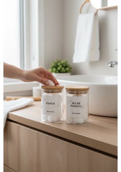 Zeze Design 250 ml Cam Pamukluk ve Kulak Pamuğu Kutusu – Bambu Kapaklı, Şeffaf ve Paslanmaz Banyo Düzenleyici modelleri