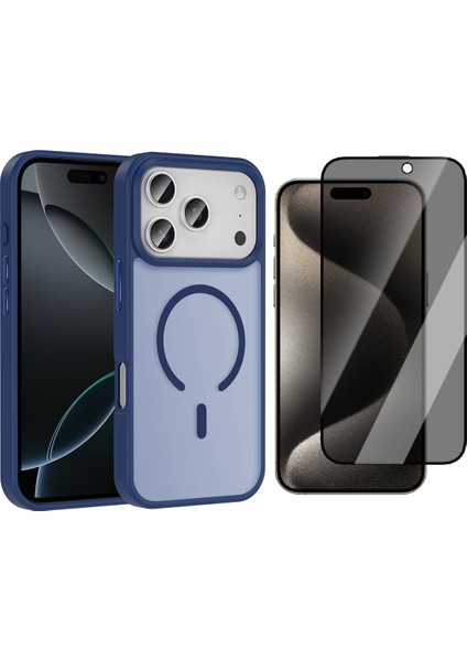 iPhone 17 Pro Max Kılıf M-safe Şarj Özellikli Mat Arka Yüzey Vendas Sio Kapak + Hayalet Cam Ekran Koruyucu