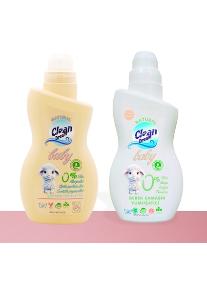 Bebek Çamaşır Bakım Seti 2’li (Temizleyici 1 Lt + Pudra Kokulu Yumuşatıcı 1 Lt)