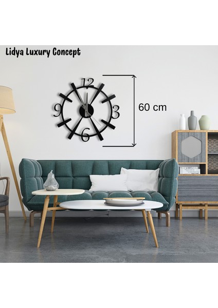 Salon ve Oturma Odası Için Modern Metal Duvar Saati – 60 cm – Sessiz Mekanizma