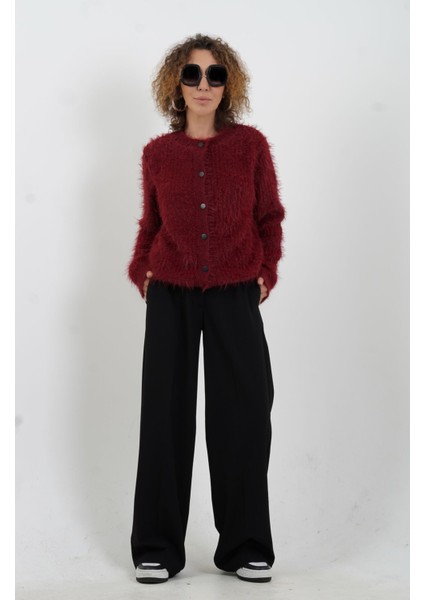 Bordo Sakallı Düğmeli Hırka fiyatları