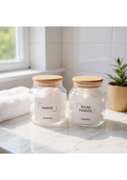 Zeze Design Bambu Kapaklı 500 ml Cam Kulak Pamuğu ve Pamukluk Kavanoz – Şık, Dayanıklı ve Hijyenik Saklama Çözümü modelleri