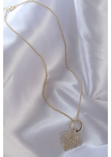 Pirinç Zirkon Taşlı Gold Renk Oval Detaylı Serenay Kolyesi fiyatları