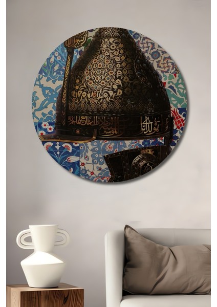 Osmanlı Miğferi Dekoratif Ahşap Mdf Ev/işyeri Duvar Tablo Yuvarlak Ev/işyeri Duvar Tablo
