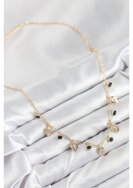 Pirinç Zirkon Taşlı Sallantılı Damla Model Gold Renk Kadın Kolye fiyatları