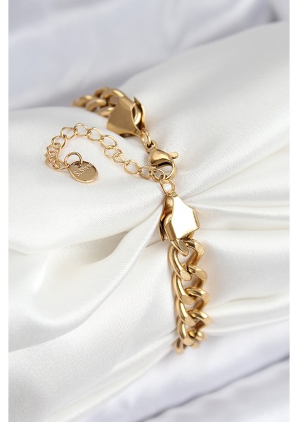 316L Çelik Klasik Kalın Zincir Model Gold Renk Kadın Bileklik fiyatları