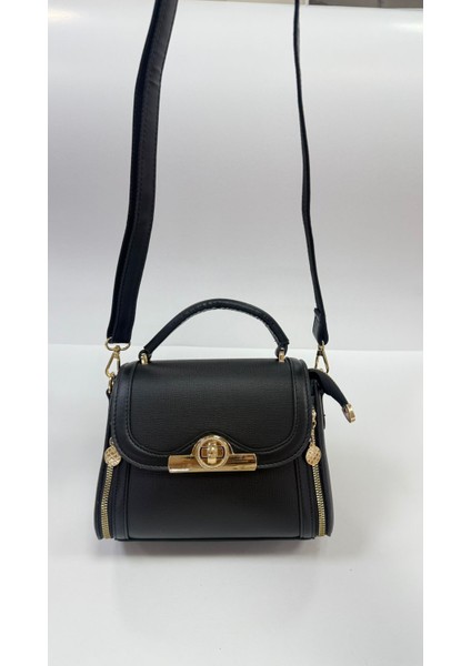 , Fermuar ve Kilit Detaylı , Şık ve Günlük ,kadın siyah El Çantası ve Bayan Çapraz Çantası