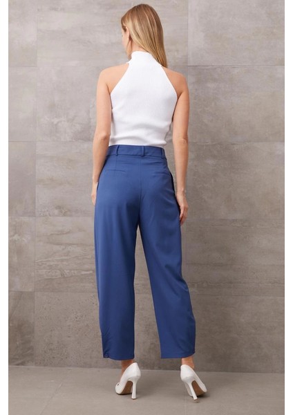 Paçası Düğmeli Yüksek Bel Pantolon modelleri
