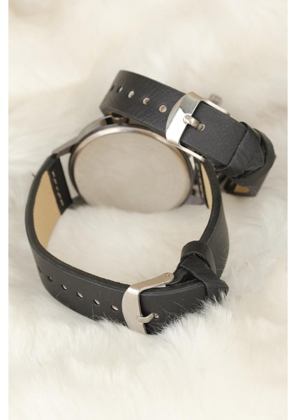 Siyah Deri Kordonlu Füme Renk Metal Kasa Sevgili Saatleri fiyatları