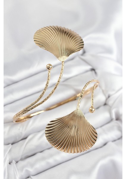 Pirinç Istiridye Model Gold Renk Kadın Pazu Bileklik