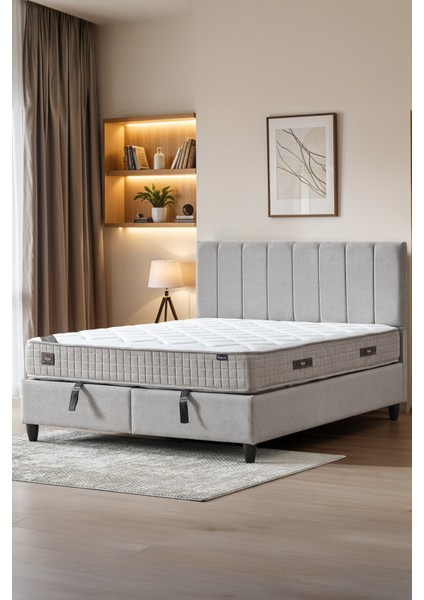 Manolya Çift Kişilik Full Ortopedik Antibakteriyel Yatak + Sandıklı Baza + Başlık 3 lü Set