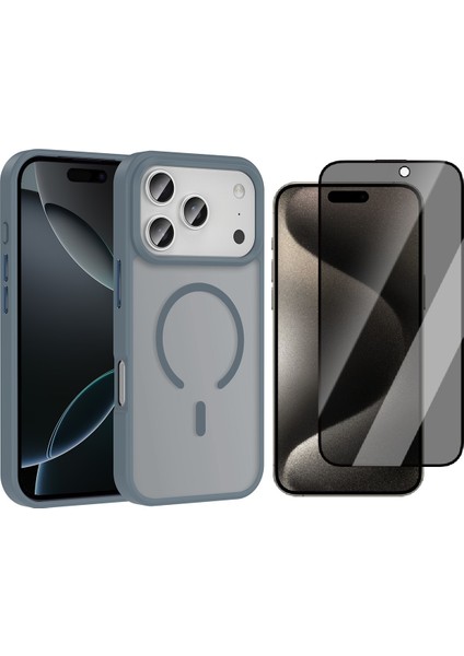 iPhone 17 Pro Kılıf M-safe Şarj Özellikli Mat Arka Yüzey Vendas Sio Kapak + Hayalet Cam Ekran Koruyucu