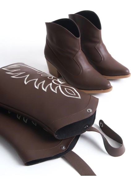 Jilla Kahverengi Cilt Tak Çıkar Topuklu Bot ve Çizme indirimleri