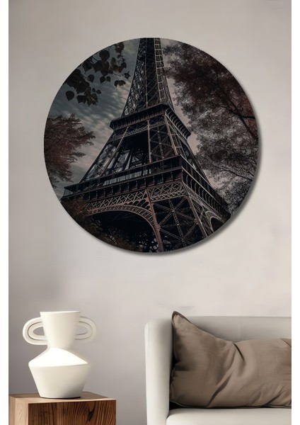 Eyfel Kulesi Dekoratif Ahşap Mdf Ev/işyeri Duvar Tablo Yuvarlak Ev/işyeri Duvar Tablo