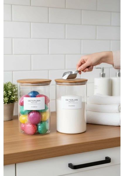 Ahşap Vakumlu Kapak Sert Plastik Çamaşır Deterjanı Kavanozu (Beyazlar ve Renkliler Için)