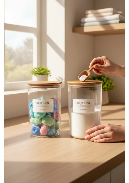 Ahşap Vakumlu Kapak Sert Plastik Çamaşır Deterjanı Kavanozu (Beyazlar ve Renkliler Için) modelleri