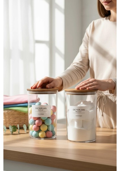 Ahşap Vakumlu Kapak Sert Plastik Çamaşır Deterjanı Kavanozu (Beyazlar ve Renkliler Için) fırsatları