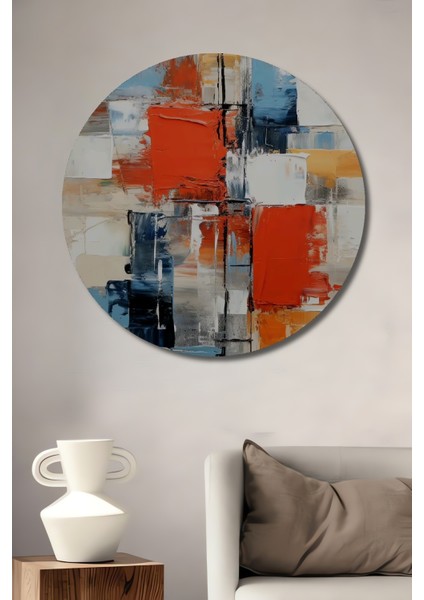 Soyut Renk Patlaması Dekoratif Ahşap Mdf Ev/işyeri Duvar Tablo Yuvarlak Ev/işyeri Duvar Tablo