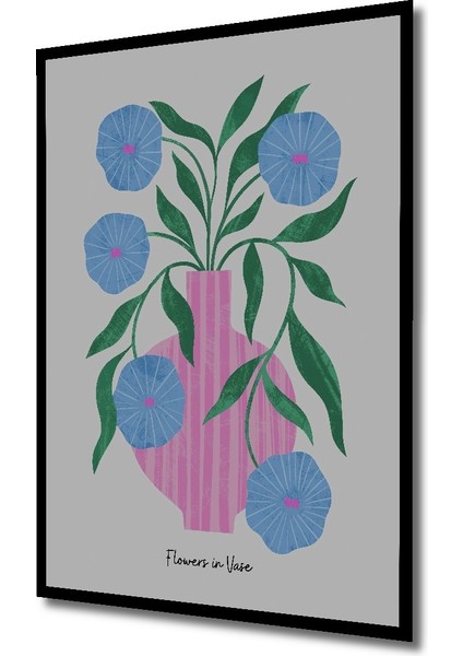 Çerçeve Görünümlü Mavi Çiçekli Dekoratif Ahşap Mdf Ev Duvar Tablo Dikdörtgen Ev Duvar Tablo fiyatları