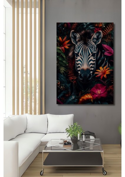 Zebra Çiçek Bahçesinde Dekoratif Ahşap Mdf Ev/işyeri Duvar Tablo Dikdörtgen Ev/işyeri Duvar Tablo