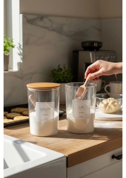 Ahşap Vakumlu Kapak Sert Plastik Un ve Şeker Kavanozu 2300 ml fiyatları