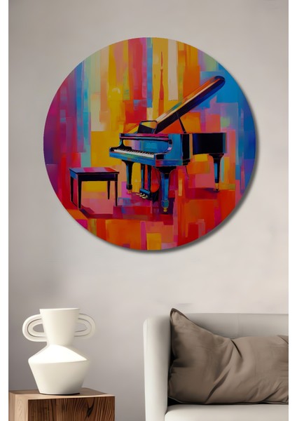 Soyut Piyano Ahşap Mdf Dekoratif Ev/işyeri Duvar Tablo Yuvarlak Ev/işyeri Duvar Tablo