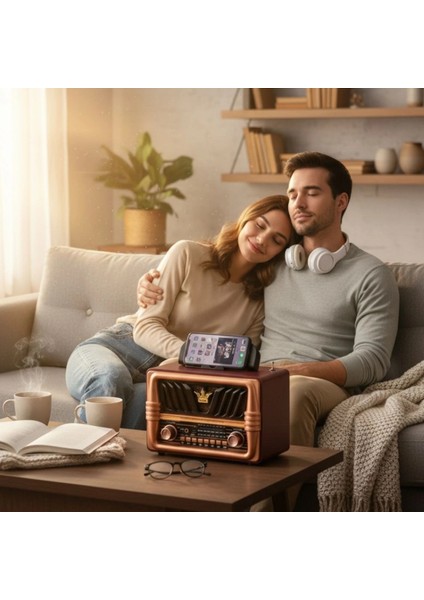 Buffer® Büyük Boy Telefon Tutma Saplı Retro Ahşap Tasarım Bluetooth Hoparlörlü Radyo – Fm/am Destekli, Şarjlı ve Taşınabilir Radyo NS-8077 modelleri