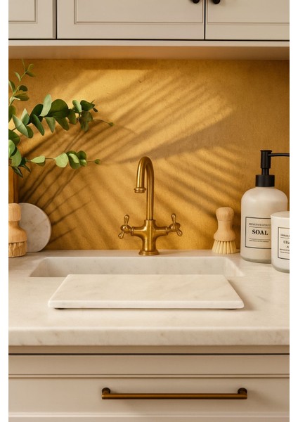 Doğal Mermer Yağdanlık Altlığı Sabunluk Sirkelik Stand 24X12 Cm(Kaydırmaz Taban)