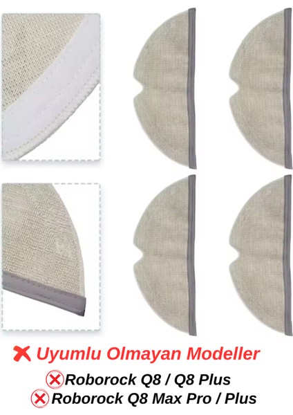 Roborock Q8 Max,q8 Max Plus,q5 Pro,q5 Pro Plus,q5 Max Plus,q7,q7 Max, Fiber Mop Paspas Seti-4 Adet