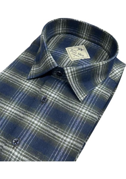 Klasik Geniş Kesim Ekoseli Flanel Çift Cepli Uzun Kollu Erkek Gömlek fiyatları