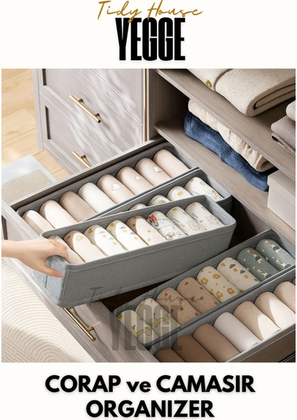 Çekmece ve Dolap Içi Düzenleyici, Raf Düzenleyici, Katlanabilir Çorap ve Çamaşır Organizer Kutu