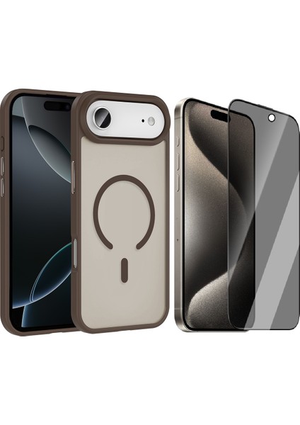 iPhone 17 Air Kılıf M-safe Şarj Özellikli Mat Arka Yüzey Vendas Sio Kapak + Hayalet Cam Ekran Koruyucu