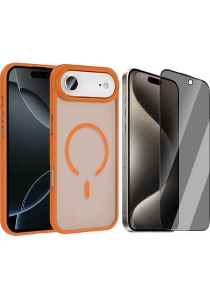 iPhone 17 Air Kılıf M-safe Şarj Özellikli Mat Arka Yüzey Vendas Sio Kapak + Hayalet Cam Ekran Koruyucu