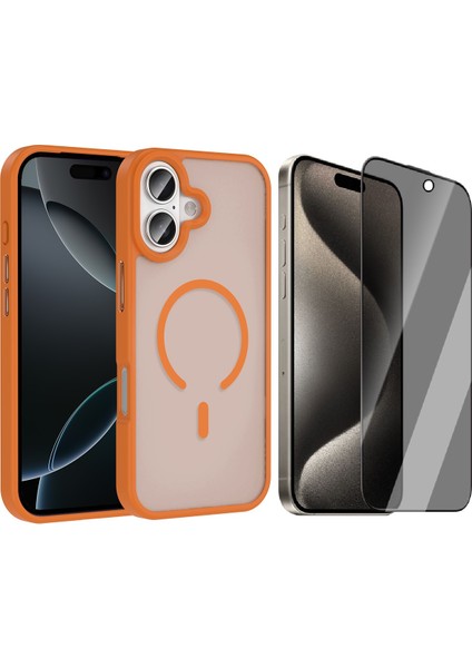 iPhone 17 Kılıf M-safe Şarj Özellikli Mat Arka Yüzey Vendas Sio Kapak + Hayalet Cam Ekran Koruyucu