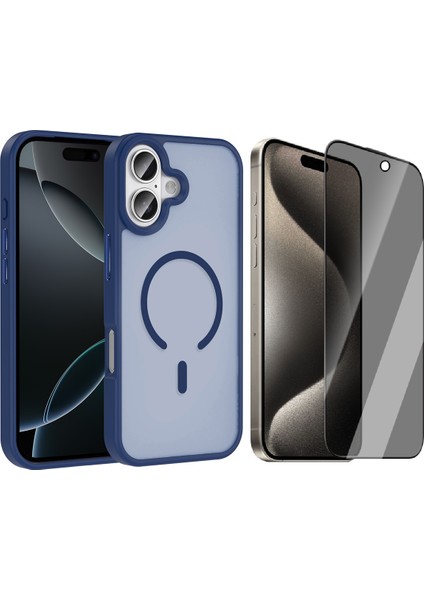 iPhone 17 Kılıf M-safe Şarj Özellikli Mat Arka Yüzey Vendas Sio Kapak + Hayalet Cam Ekran Koruyucu