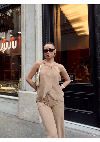 Kruvaze Takım Ayrobin Bej S054