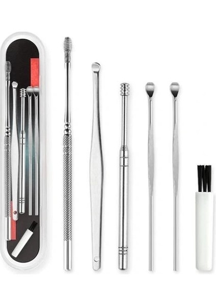 Buffer® 6 Parça Paslanmaz Çelik Kulak Balmumu Toplayıcı Çıkarıcı Temizleyici Bakımı Çubuk Seti