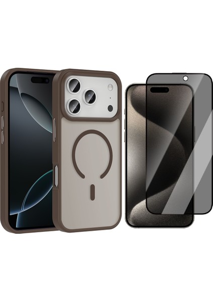 iPhone 17 Pro Kılıf M-safe Şarj Özellikli Mat Arka Yüzey Vendas Sio Kapak + Hayalet Cam Ekran Koruyucu