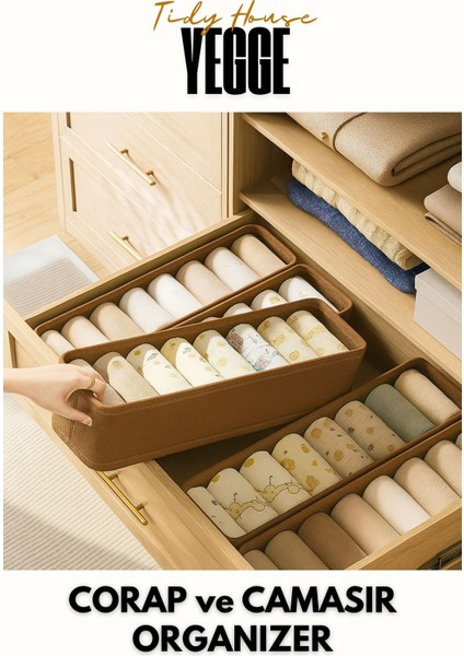 Çekmece ve Dolap Içi Düzenleyici, Raf Düzenleyici, Katlanabilir Çorap ve Çamaşır Organizer Kutu