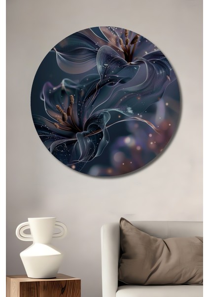 Büyülü Çiçekler Dekoratif Ahşap Mdf Ev/işyeri Duvar Tablo Yuvarlak Ev/işyeri Duvar Tablo