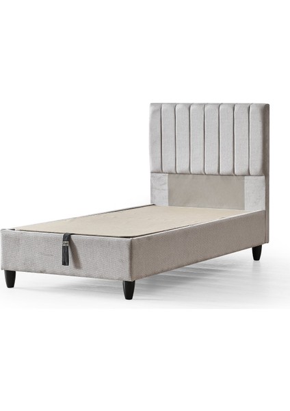 Manolya Serisi Tek Kişilik Sandıklı Baza ve Başlık + Full Ortopedik Paket Yaylı Yatak Takımı 3 lü Set