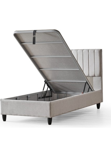 Manolya Serisi Tek Kişilik Sandıklı Baza ve Başlık + Full Ortopedik Paket Yaylı Yatak Takımı 3 lü Set